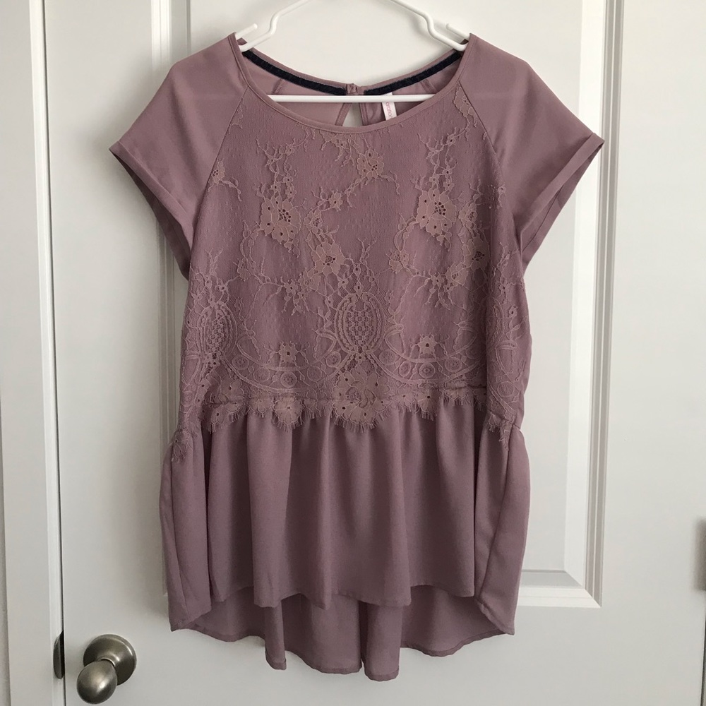 Lilac Peplum Lace Top